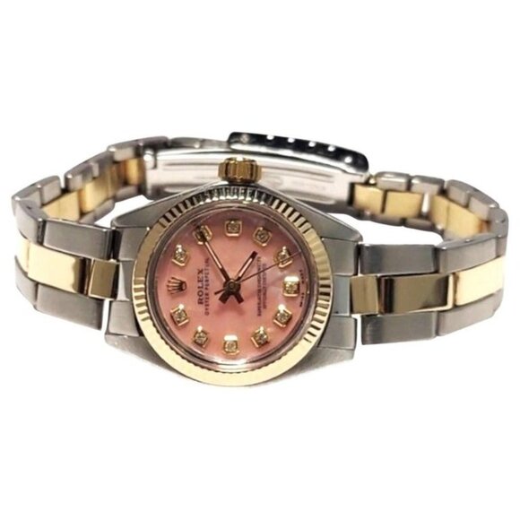 Rolex Ladies 24mm Oyster Perpetual Pink Mop Diamond twotone Oyster main image 5